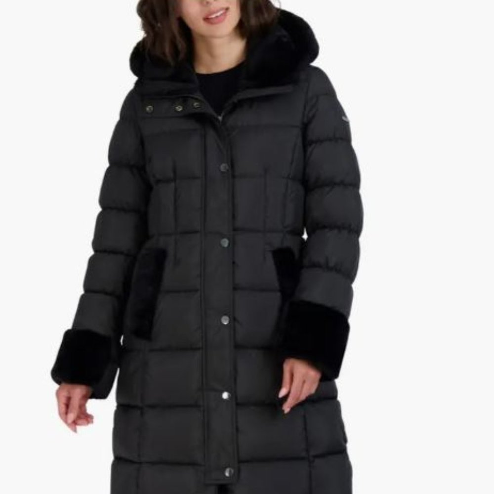 Laundry by Shelli Segal Faux Fur Trim Hooded Puffer Jacket